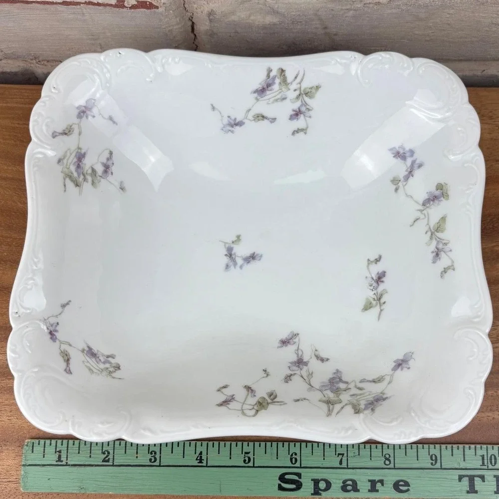 Antique Haviland & Co Limoges 1895 Violet Floral Rectangular Serving Dish France